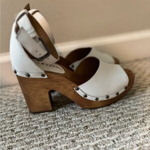 White Leather Wedges